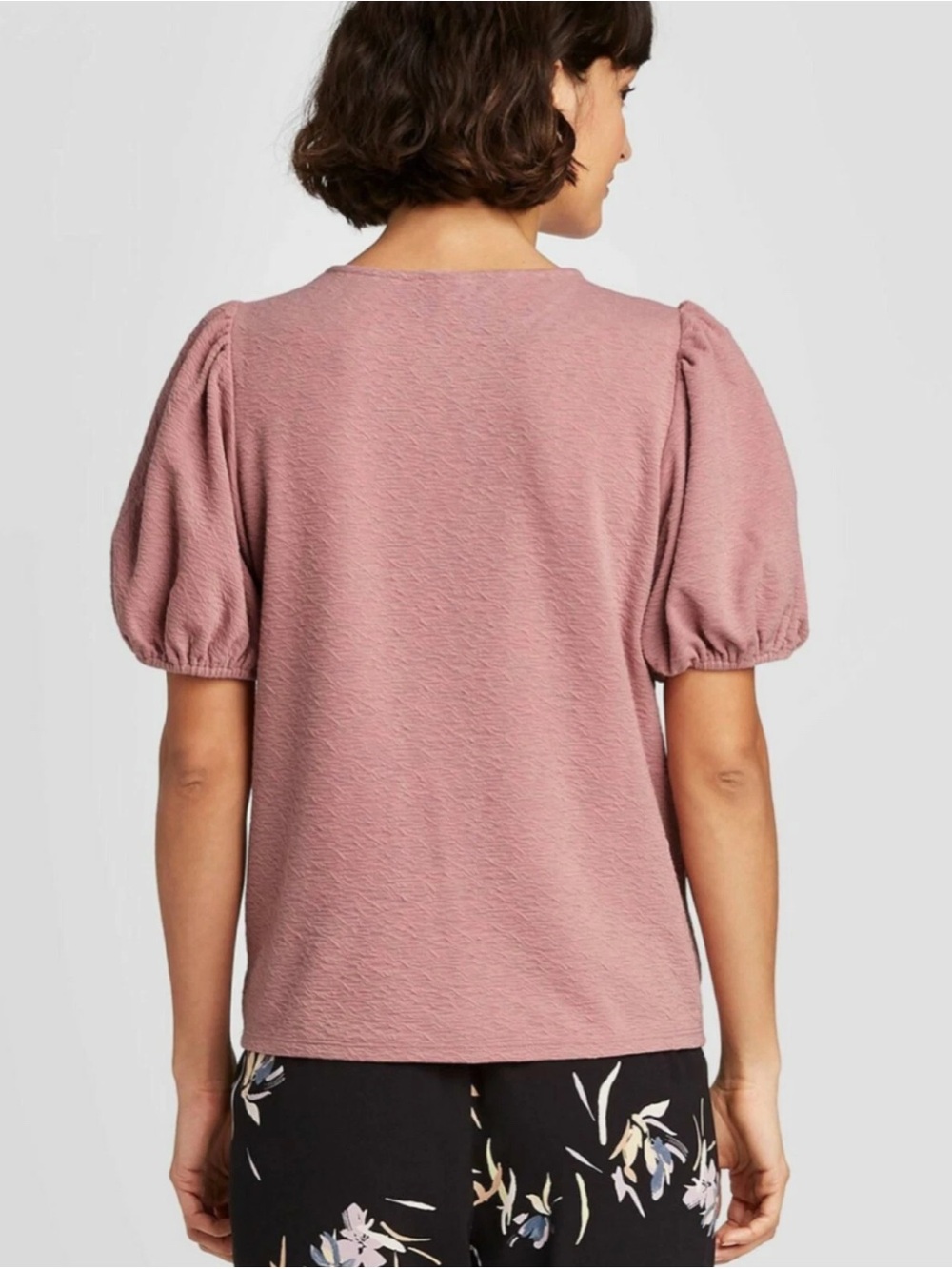 A New Day Mauve Pink Blouse Short Puff Sleeve Textured Pink Knit Top Size XXL - Picture 2 of 8